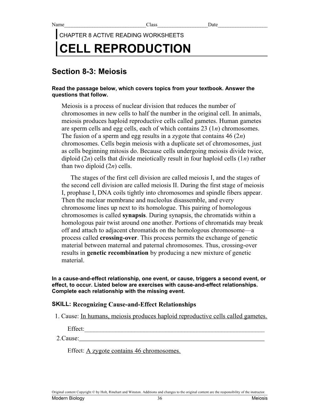 Active Reading Worksheets s1