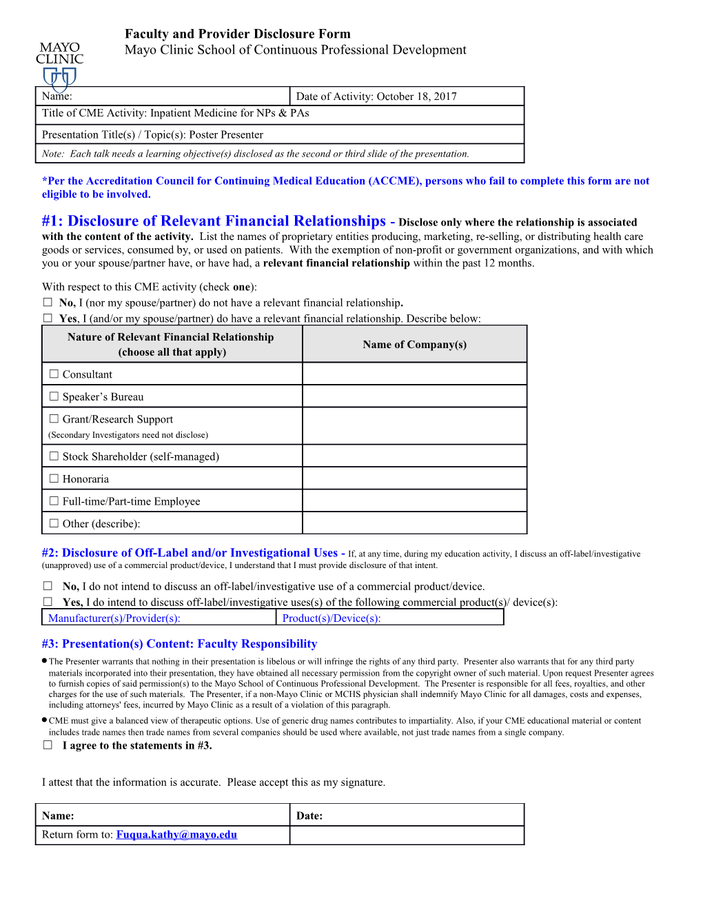 Mayo Clinic School of Continuous Professional Development