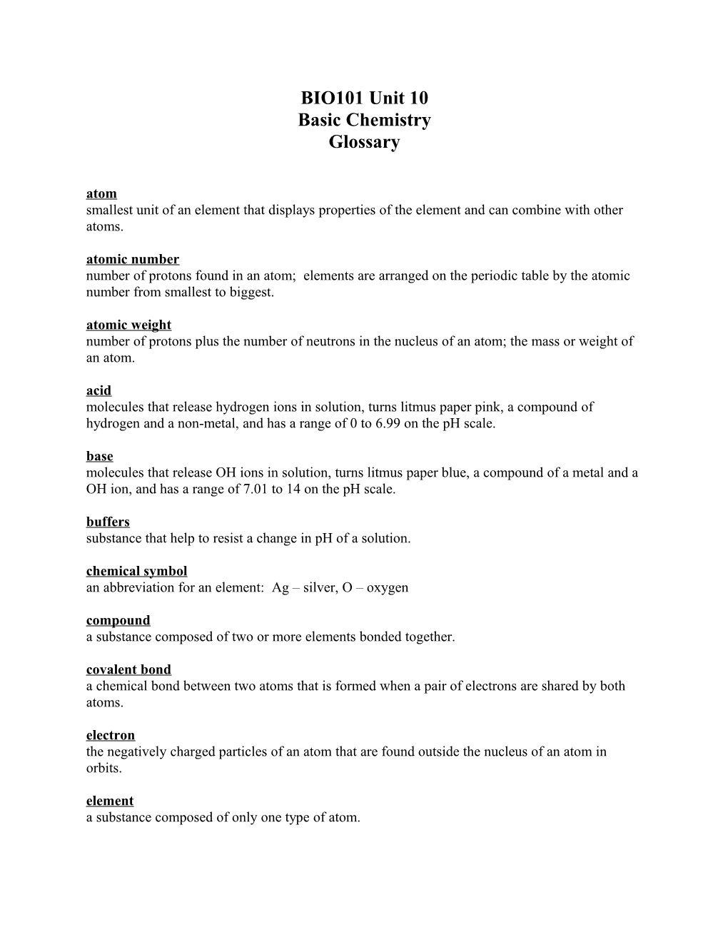 Basic Chemistry