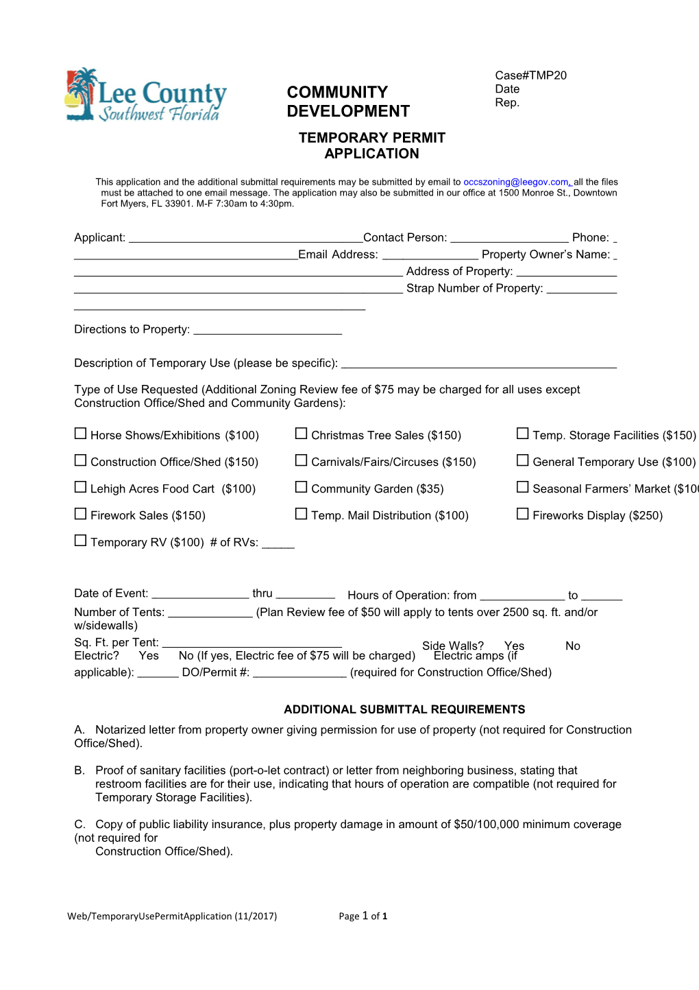 Temporary Permit Application