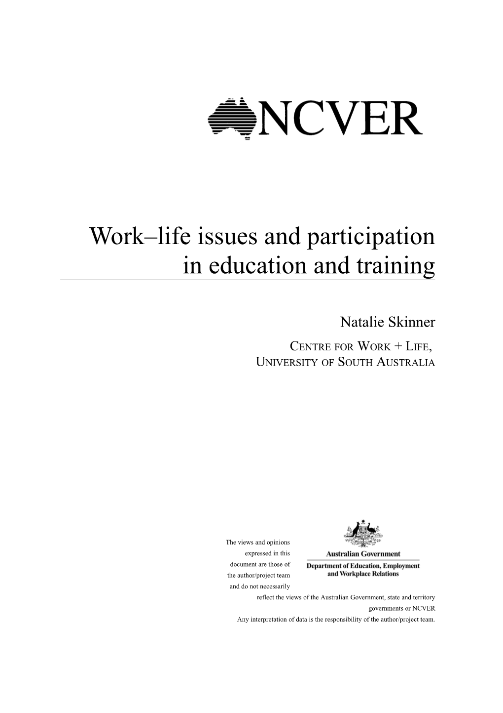 Work Life Issues and Participation Ineducation and Training