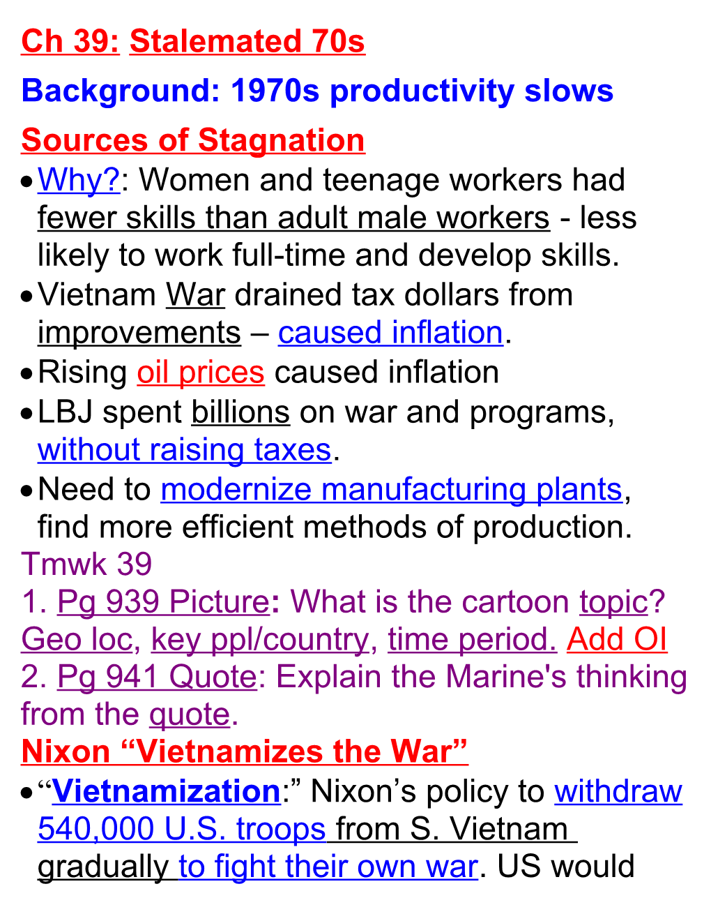 Background: 1970S Productivity Slows