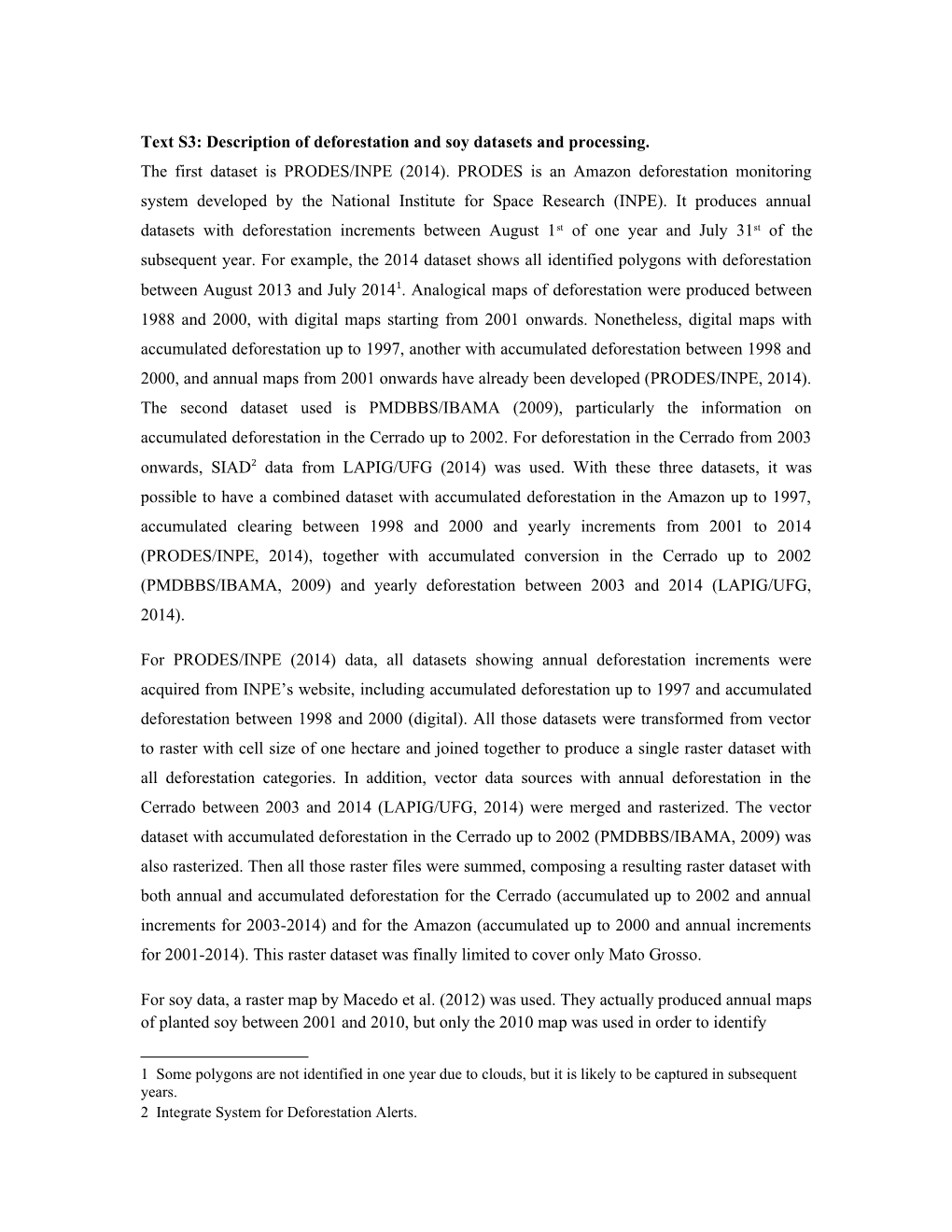 Text S3: Description of Deforestation and Soy Datasets and Processing