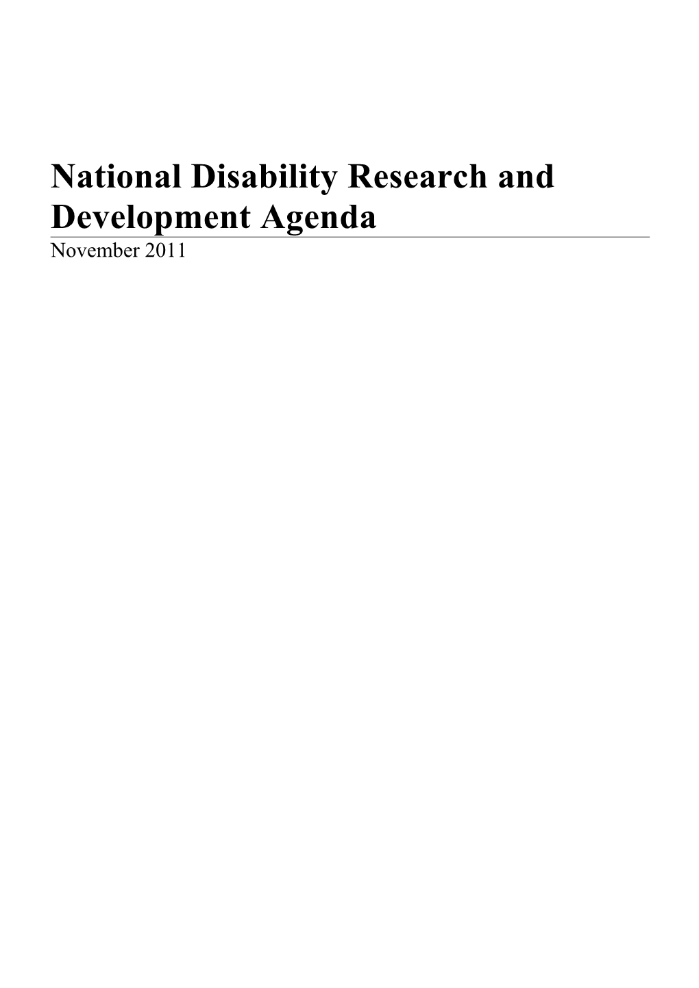 National Disability Research and Development Agenda