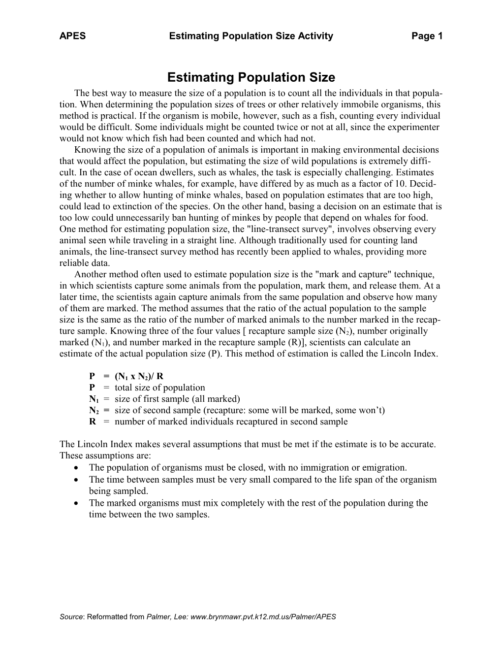 Estimating Population Size