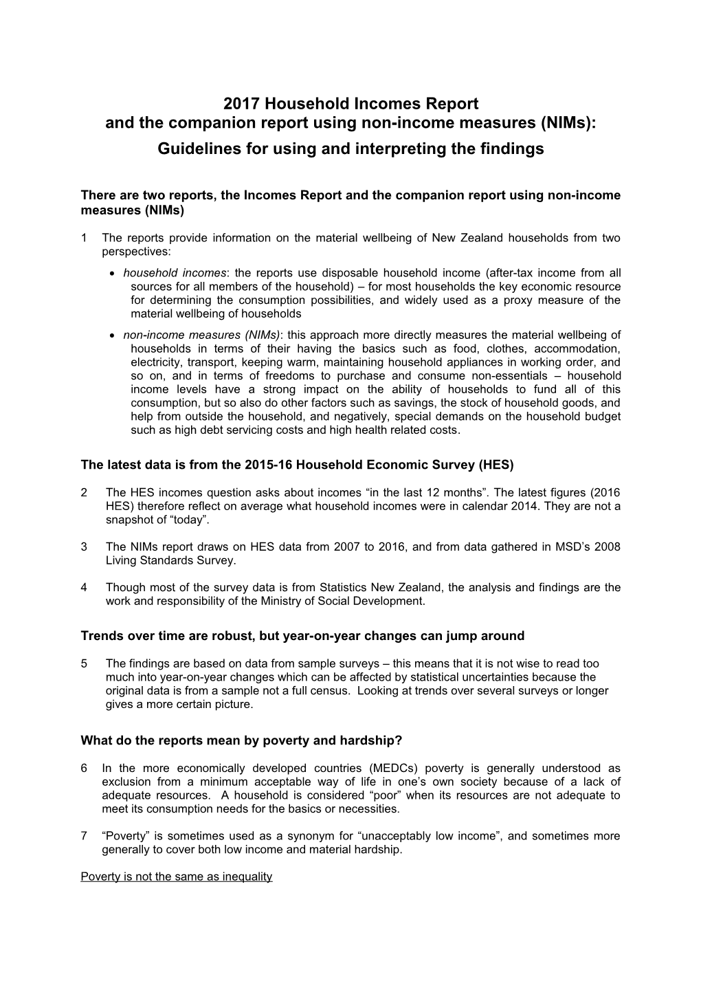 And the Companion Report Using Non-Income Measures (Nims)