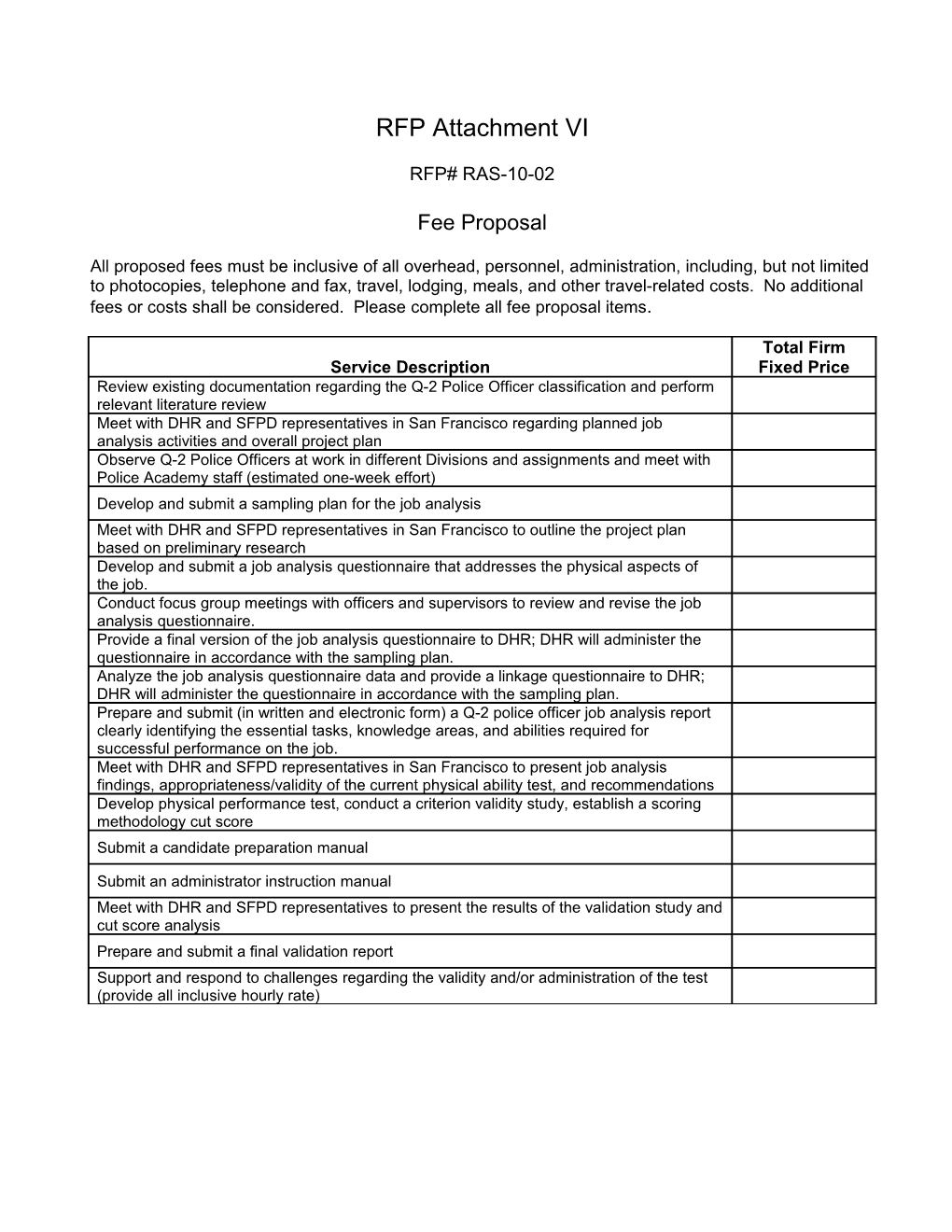 RFP Attachment VI