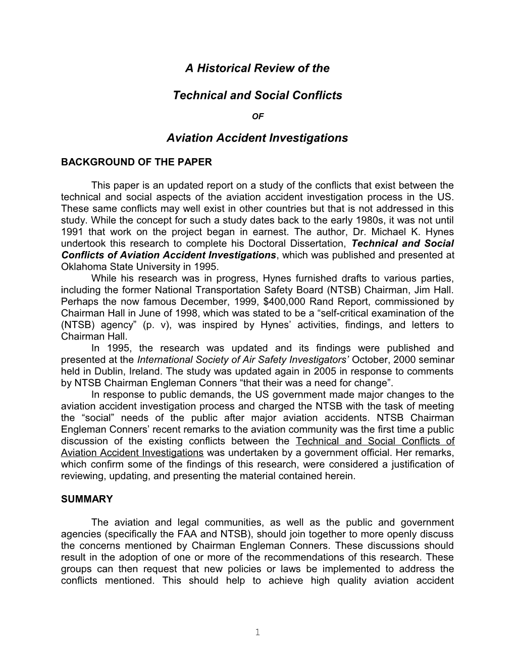 Technical and Social Conflicts