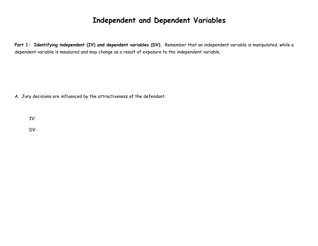 Independent and Dependent Variables
