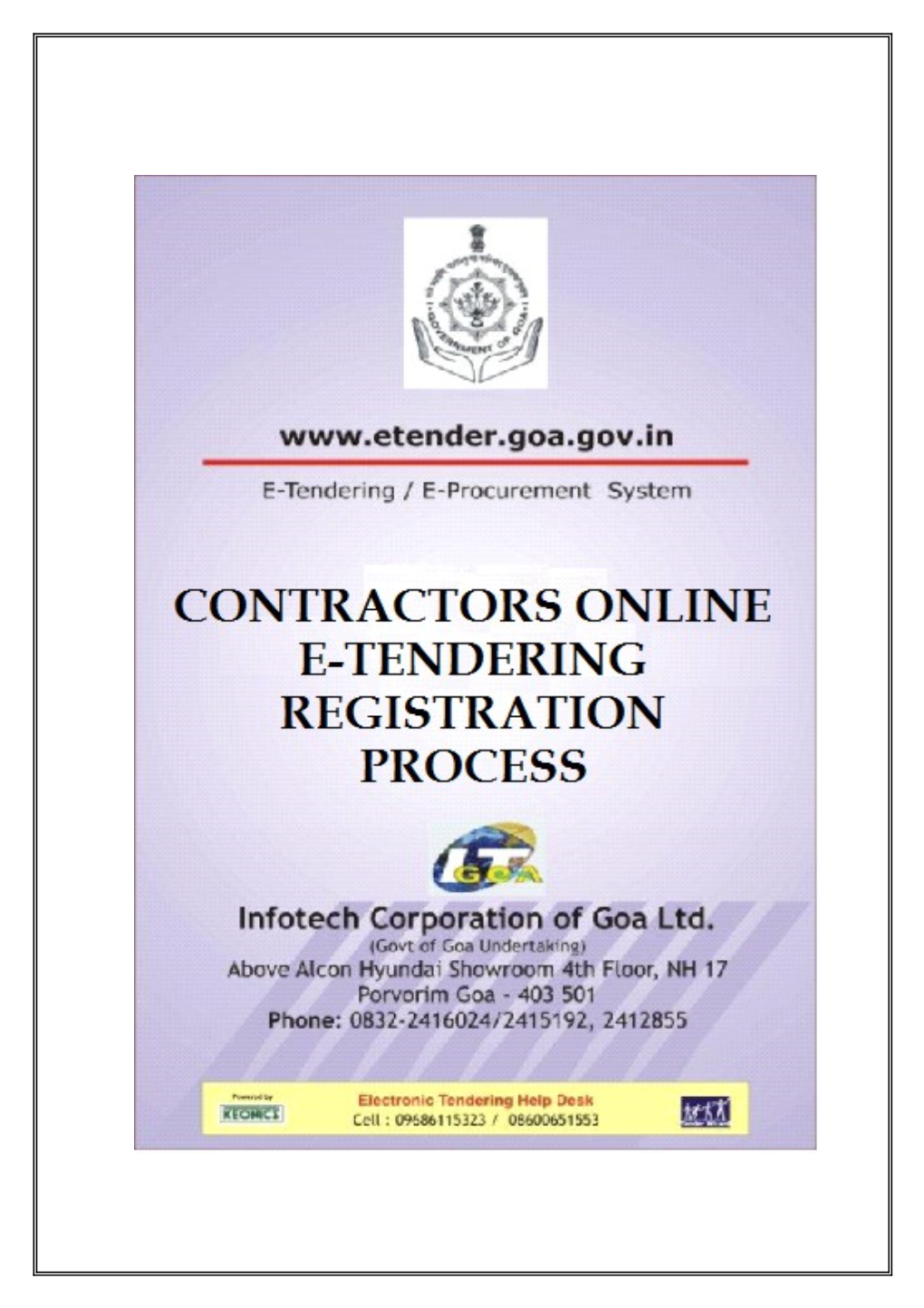 CONTRACTORS ONLINE E-TENDERING REGISTRATION PROCESS & Brief Manual