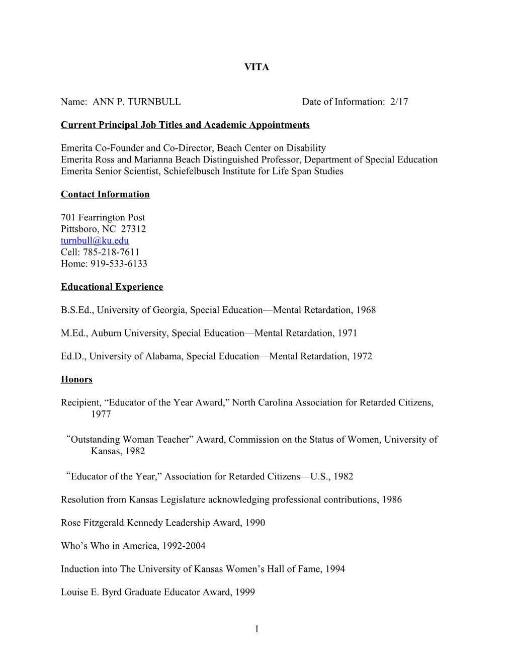 Current Principal Job Titles and Academic Appointments