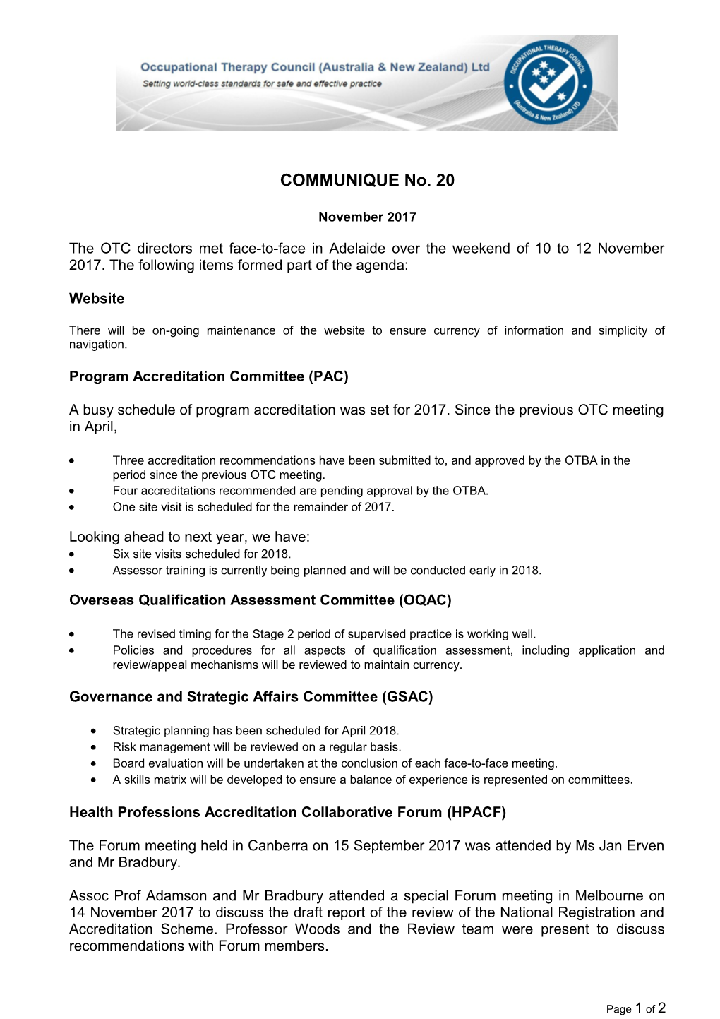 Program Accreditation Committee (PAC)