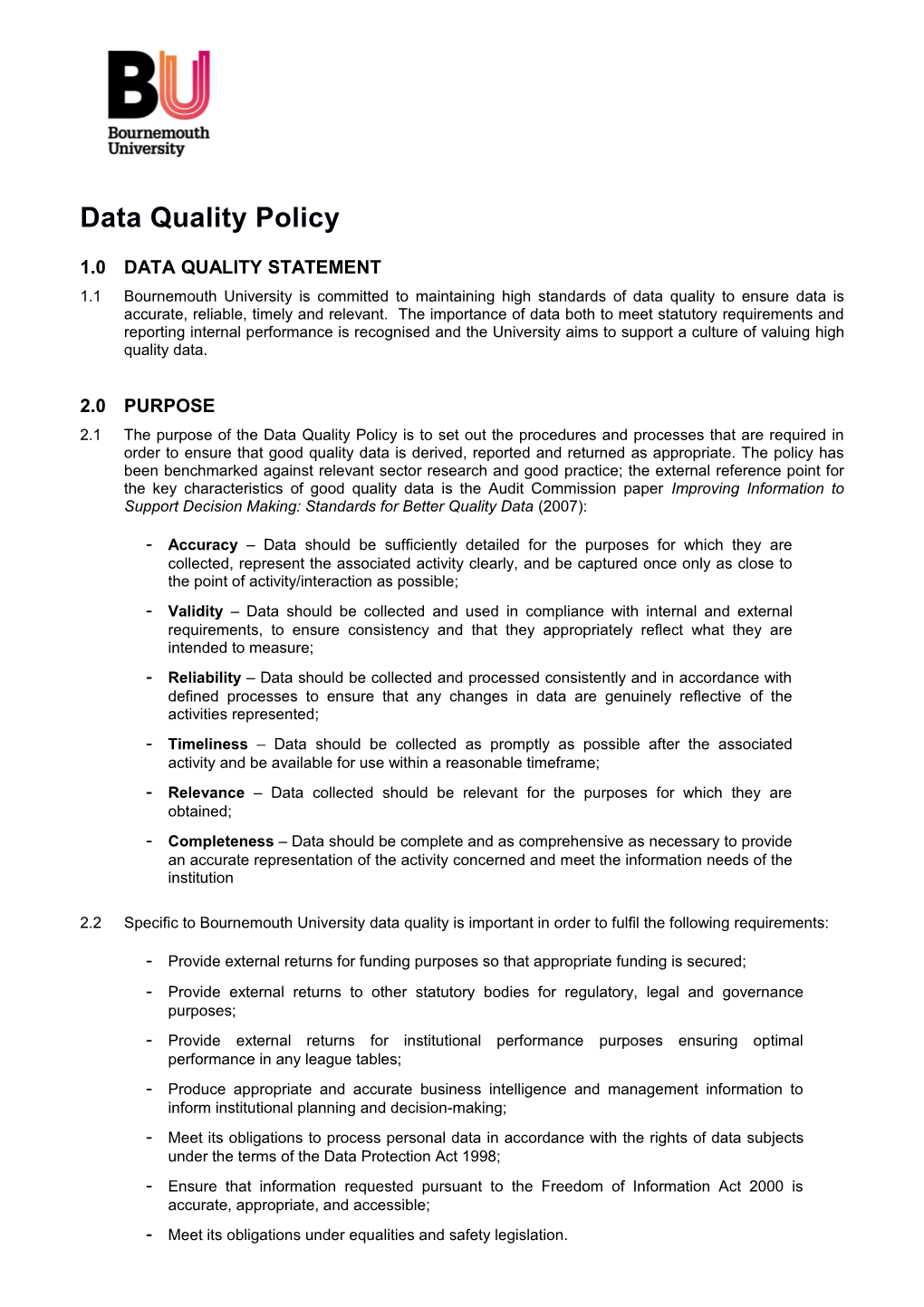 Data Quality Policy