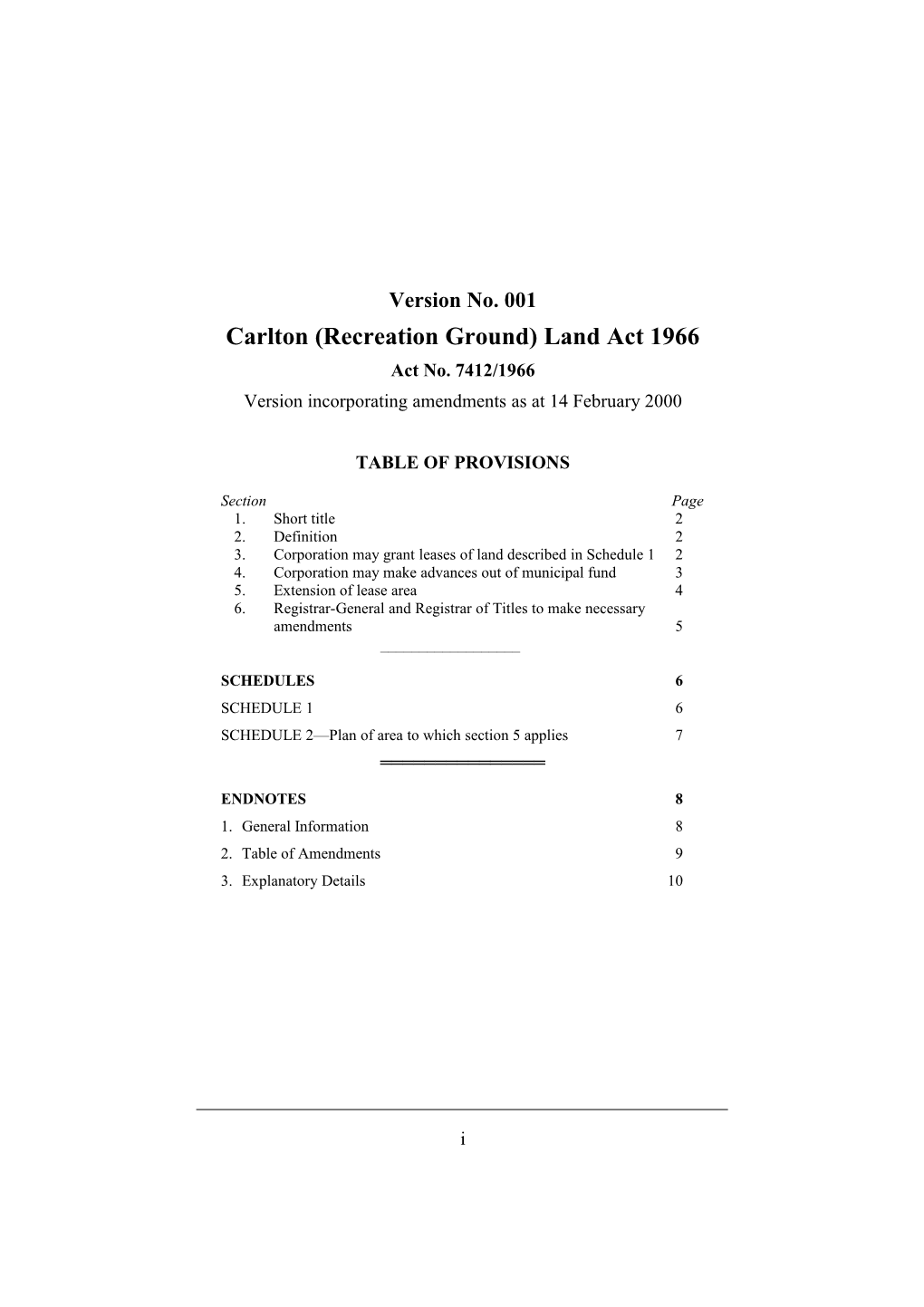 Carlton (Recreation Ground) Land Act 1966