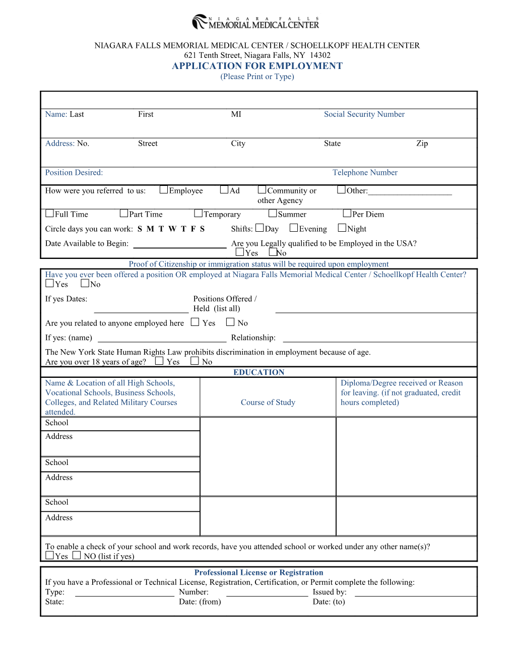 Application for Employment s88