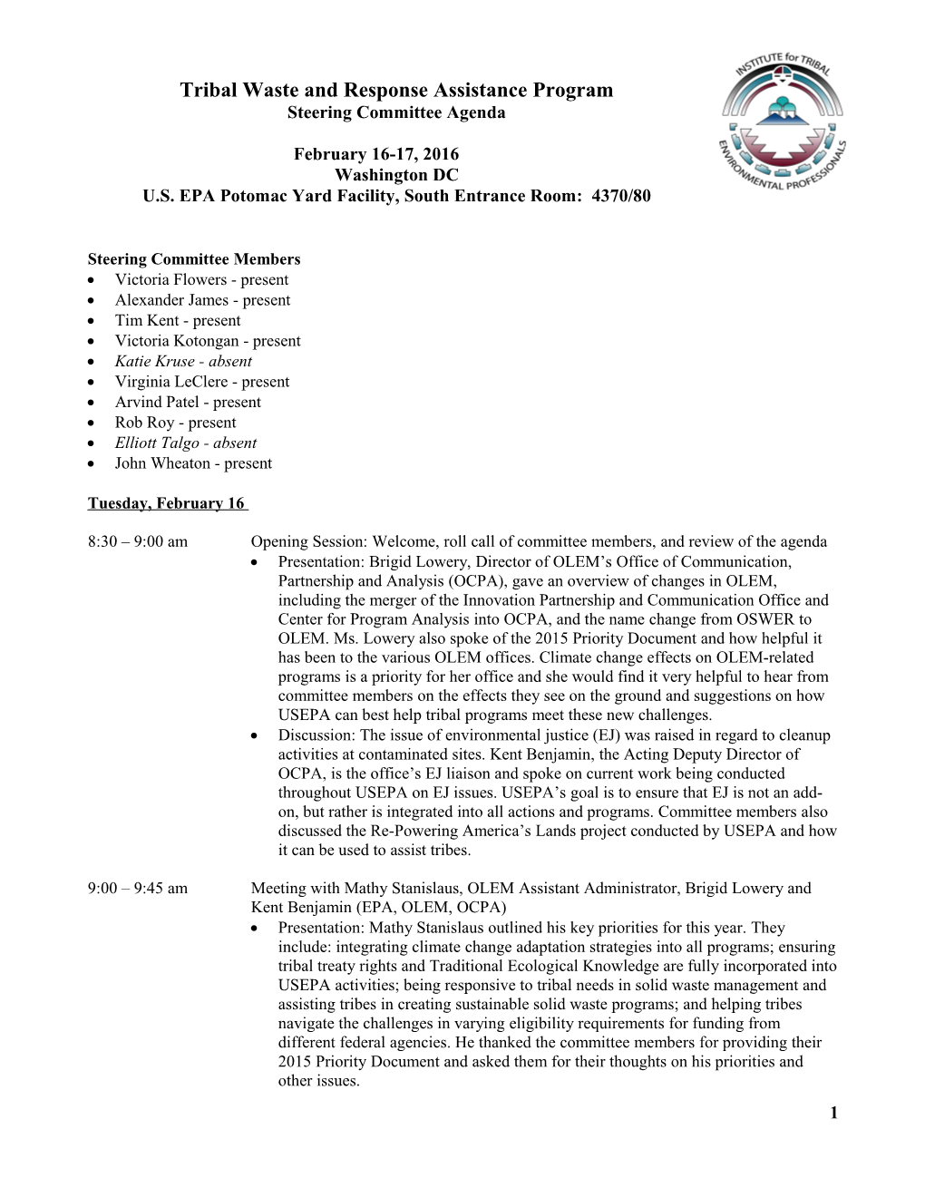 U.S. EPA Potomac Yard Facility, South Entrance Room: 4370/80