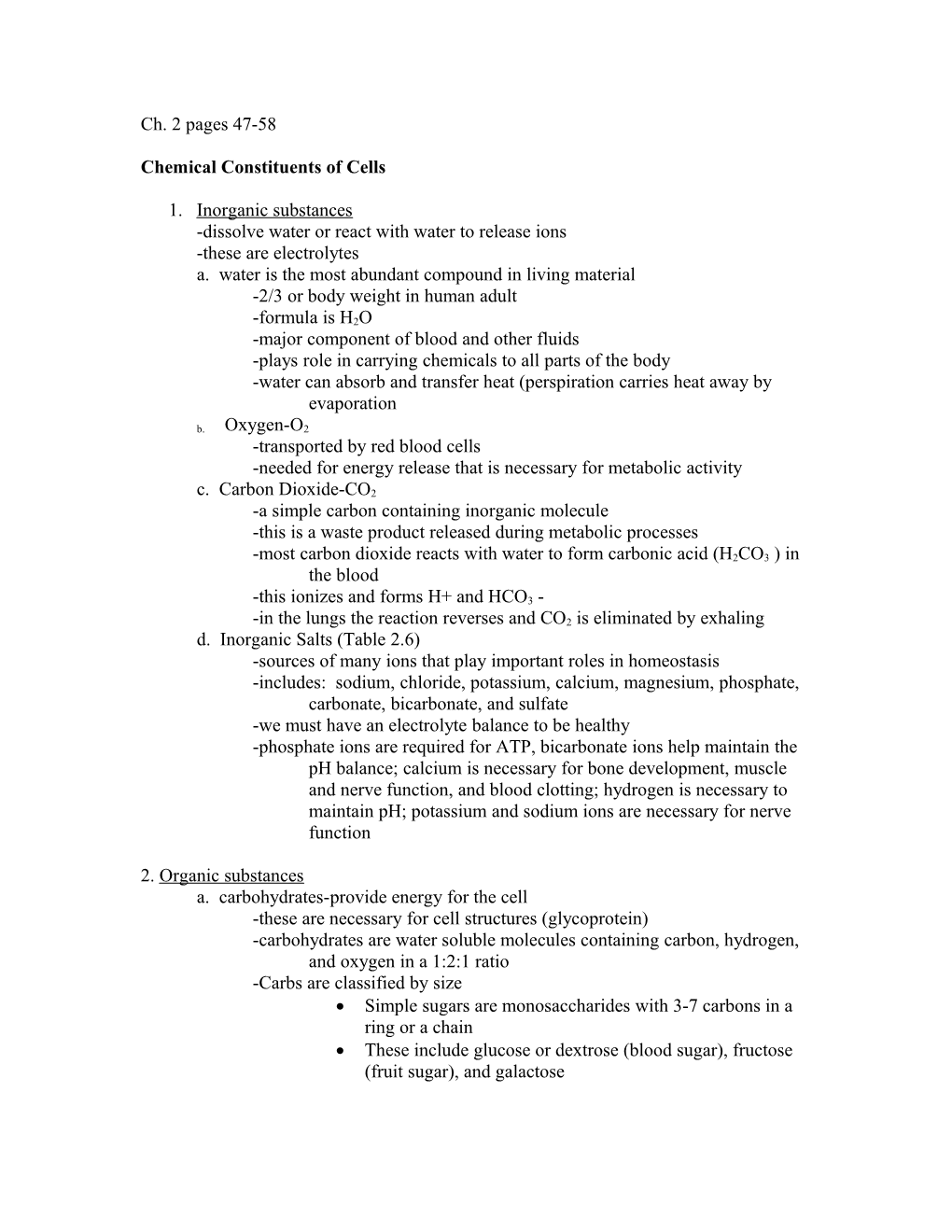 Chemical Constituents of Cells