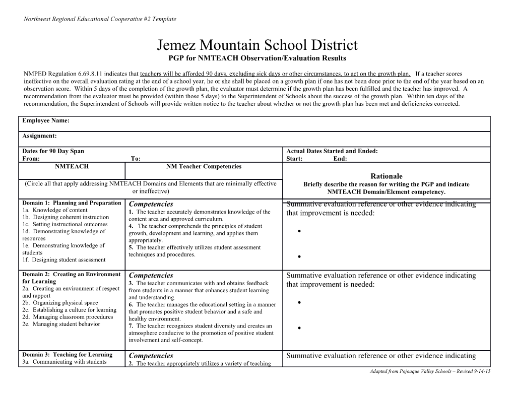 Northwest Regional Educational Cooperative #2 Template