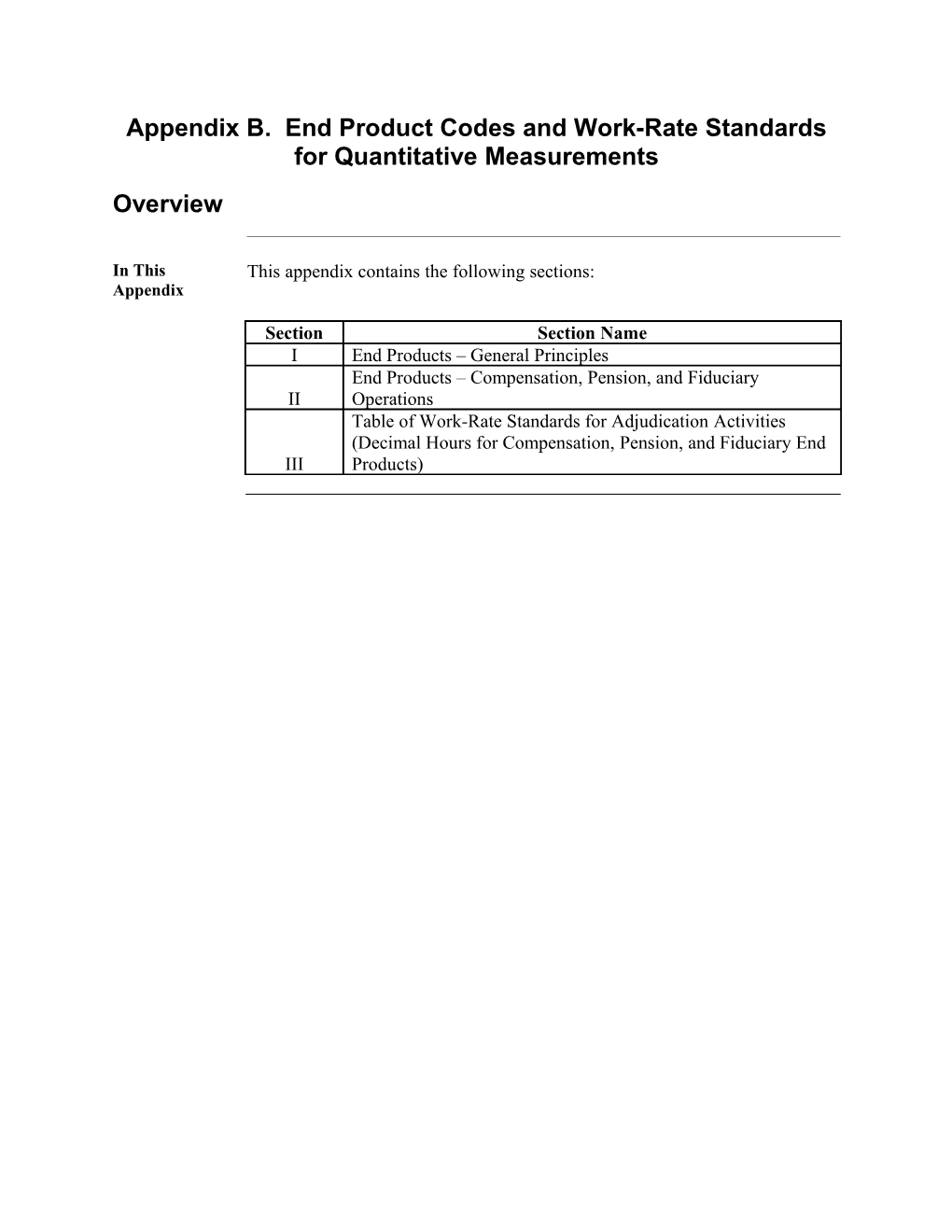 Appendix B. End Product Codes and Work-Rate Standards for Quantitative Measurements s1