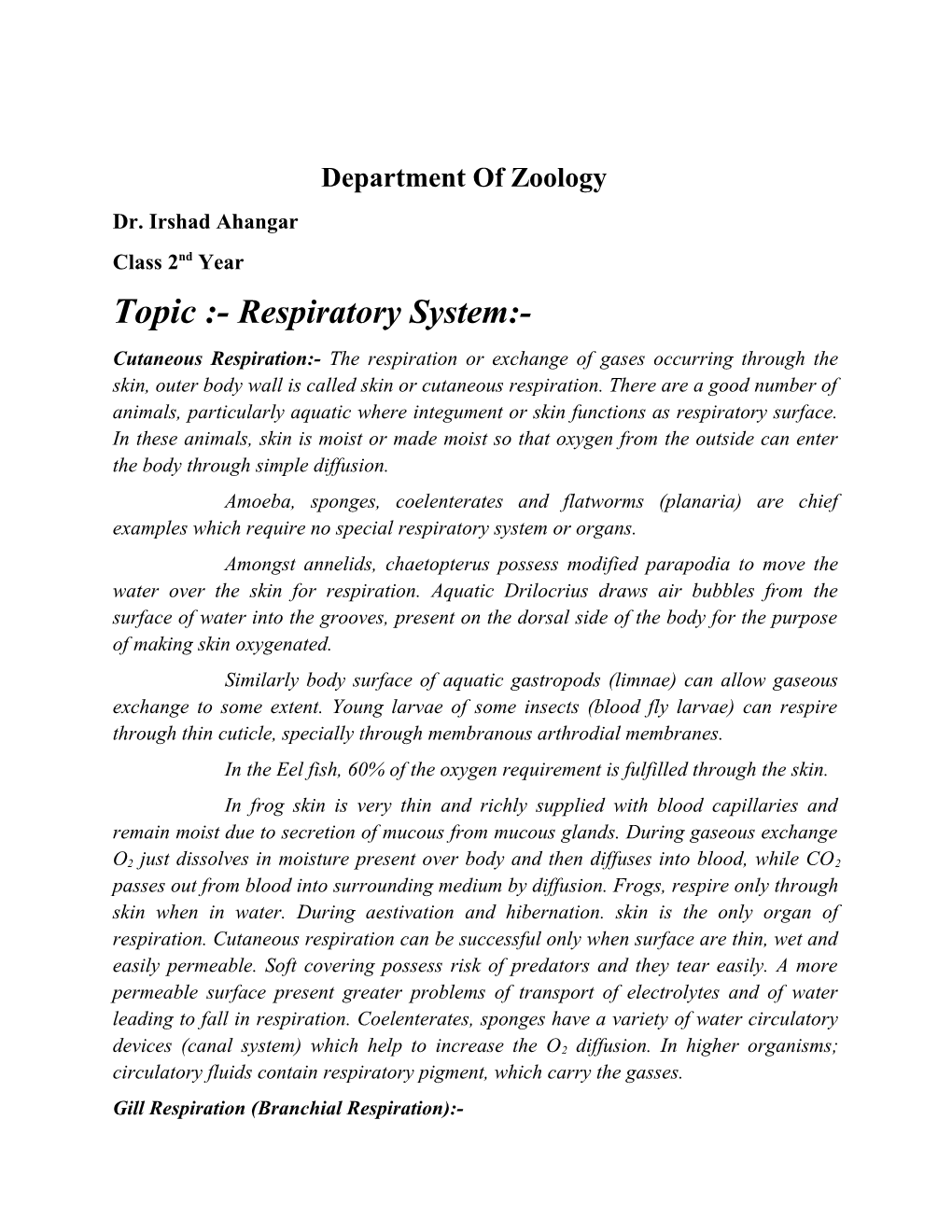 Department of Zoology