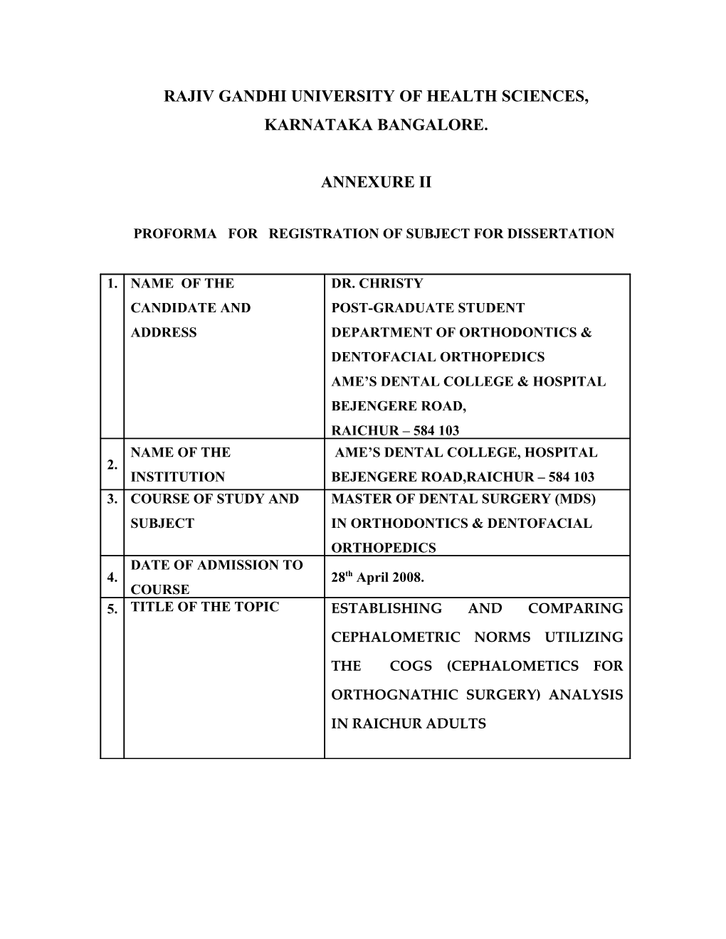 Rajiv Gandhi University of Health Sciences, Karnataka s43