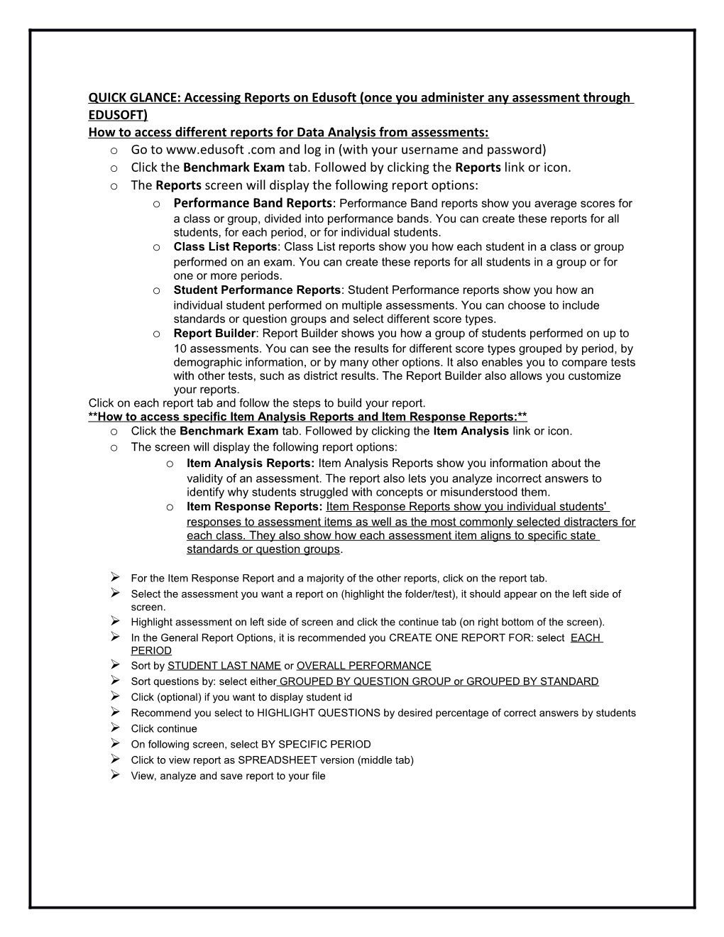 How to Access Different Reports for Data Analysis from Assessments