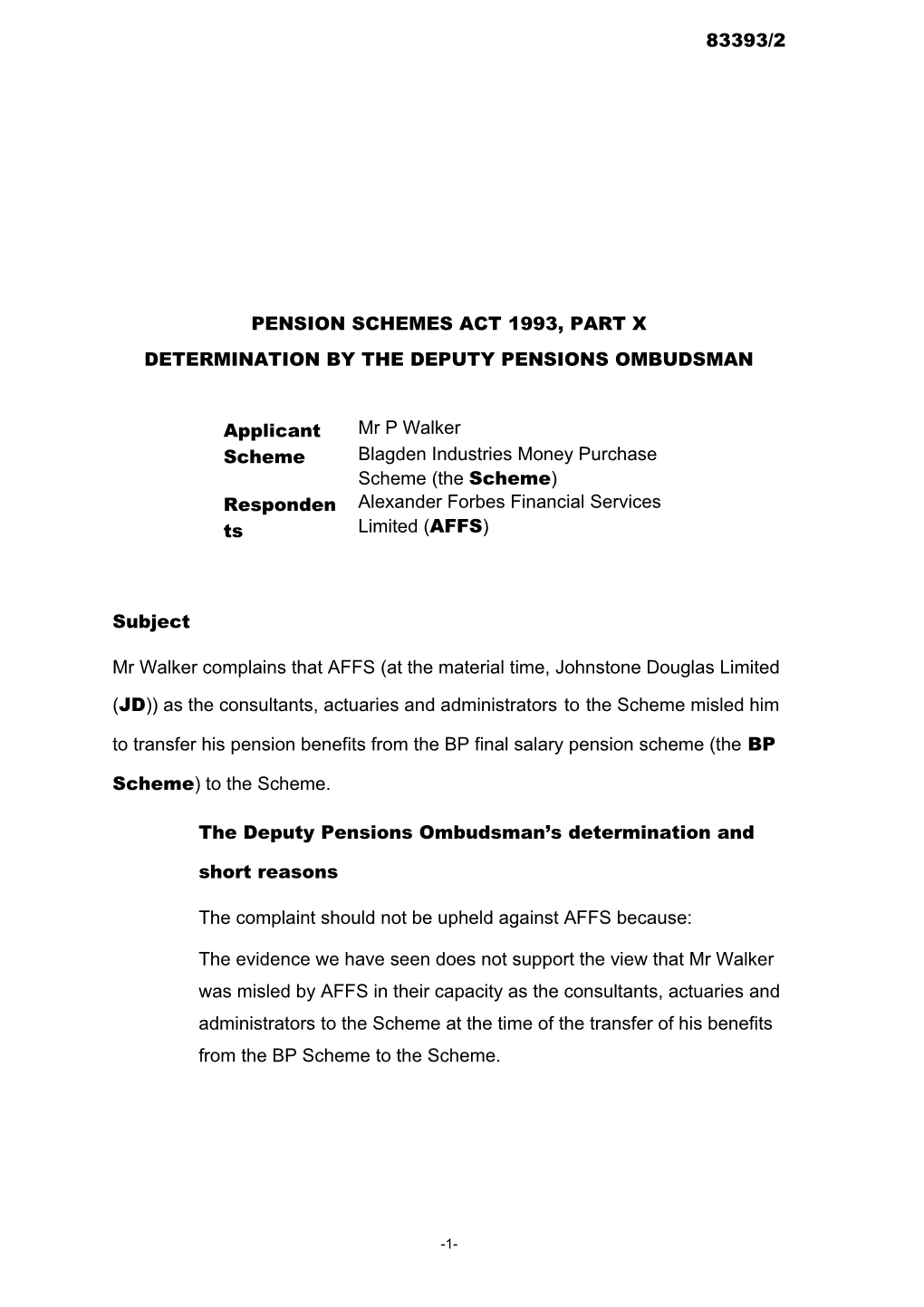 Pension Schemes Act 1993, Part X s45