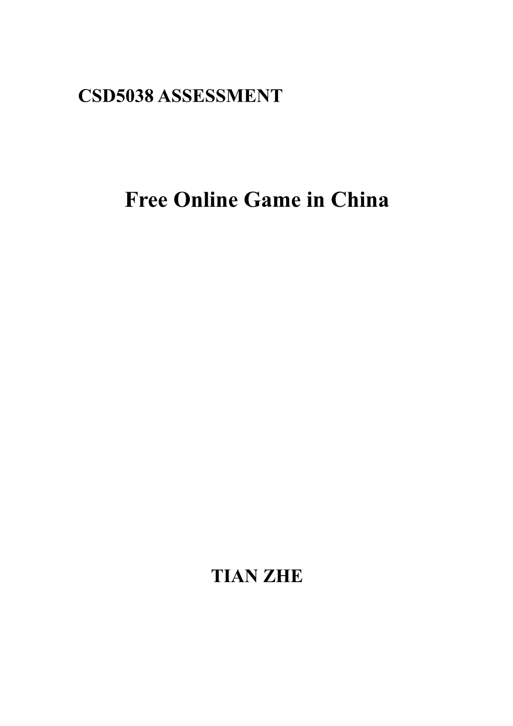 Free Online Game in China