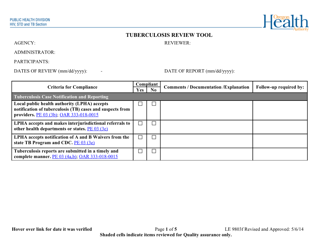 Tuberculosis Case Notification and Reporting