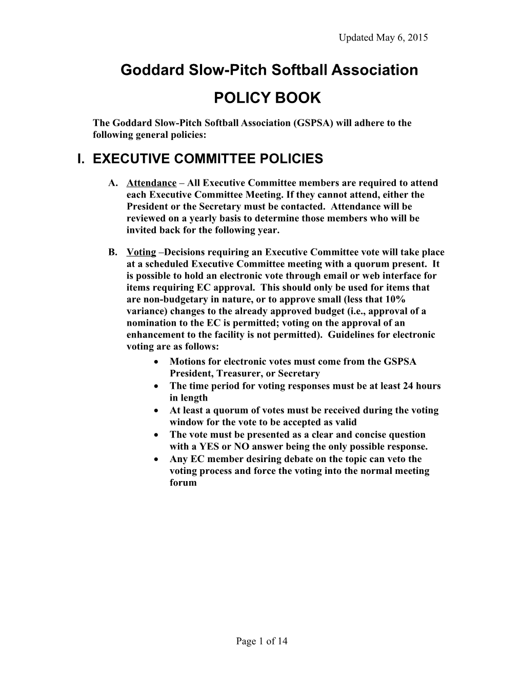 GSPSA Policy Book
