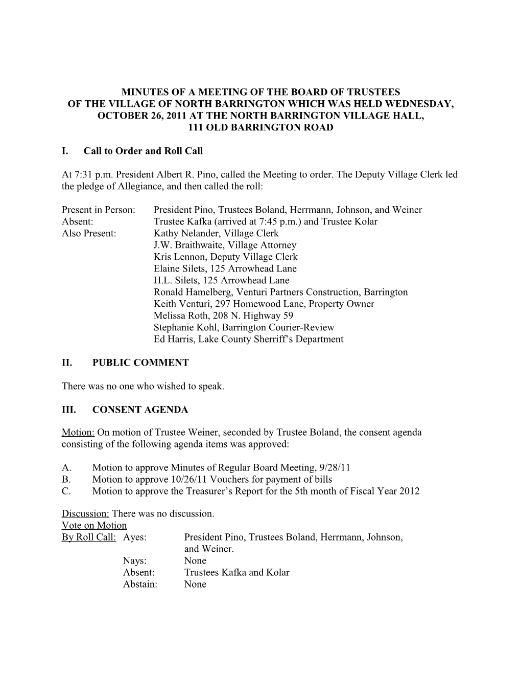 Minutes of the Public Hearing Held by the Board of Trustees s1