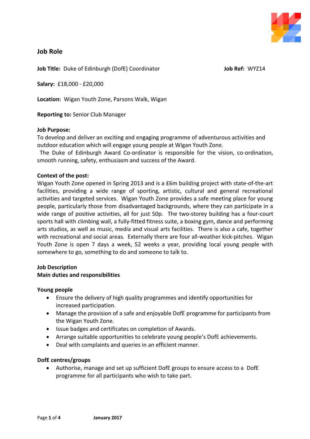 Job Title: Duke of Edinburgh (Dofe) Coordinator Job Ref: WYZ14