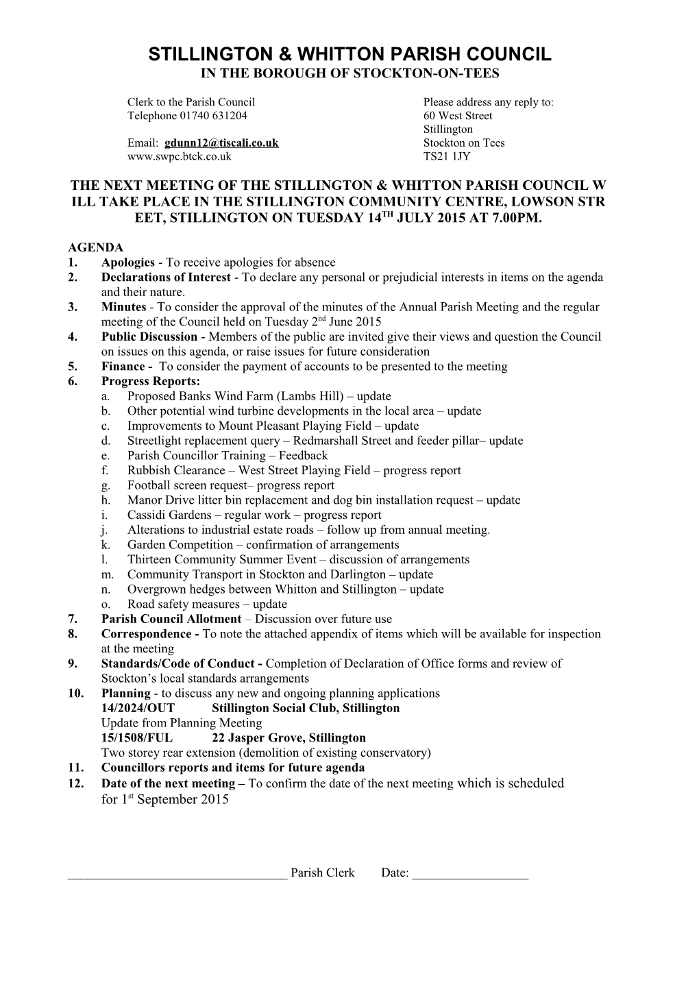 Stillington & Whitton Parish Council s1