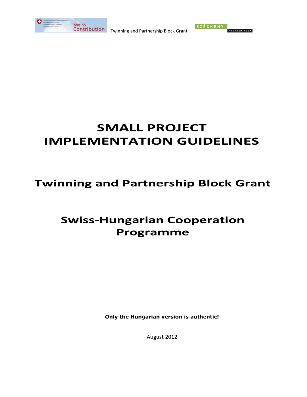 Small Project Implementation Guidelines