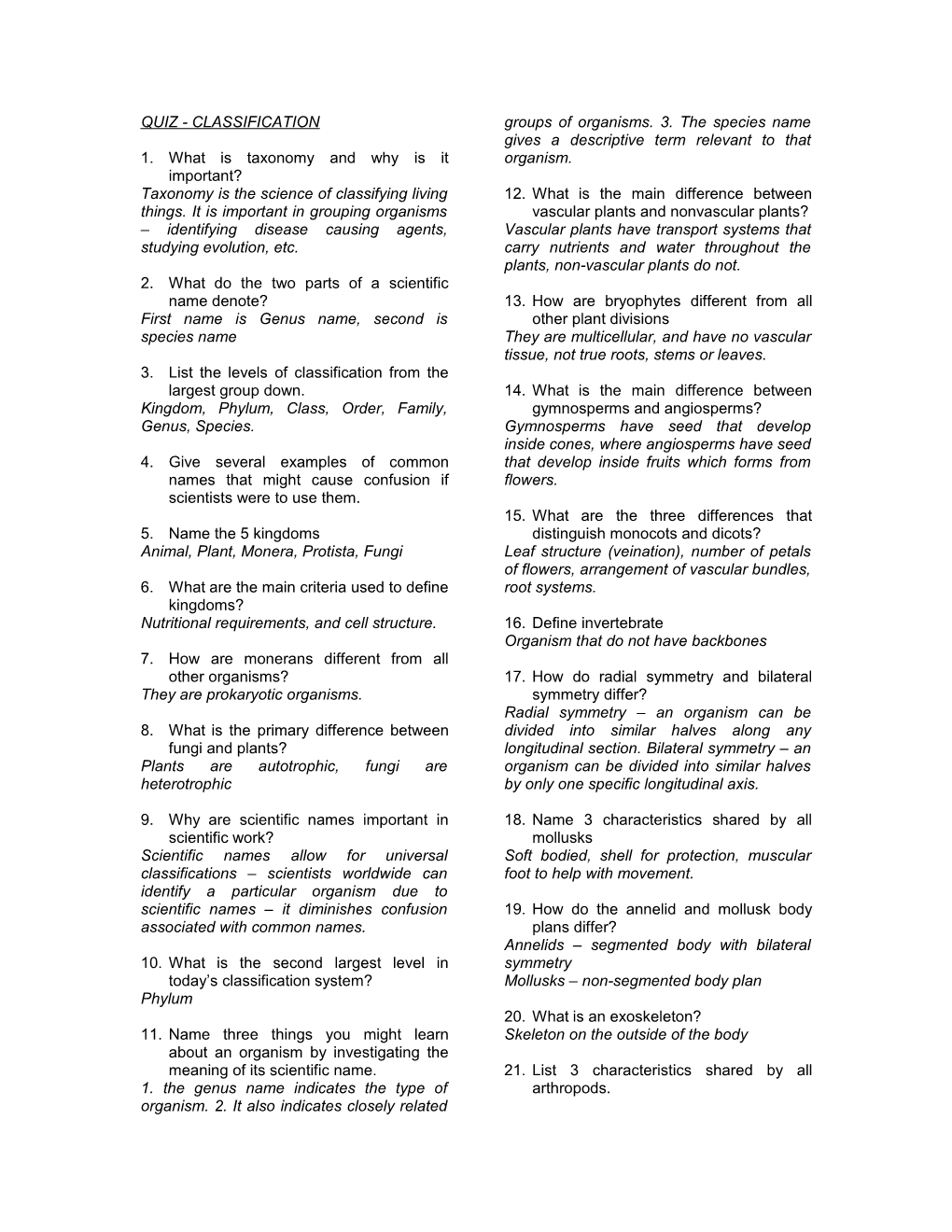 Quiz - Classification