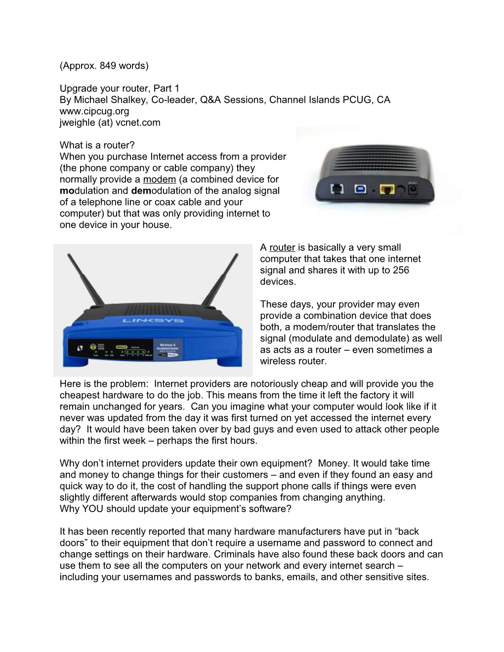 Upgrade Your Router, Part 1