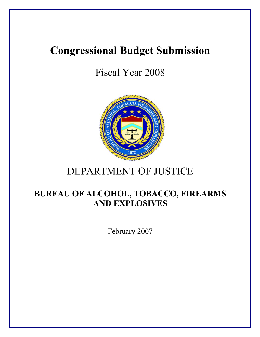 Congressional Budget Submission