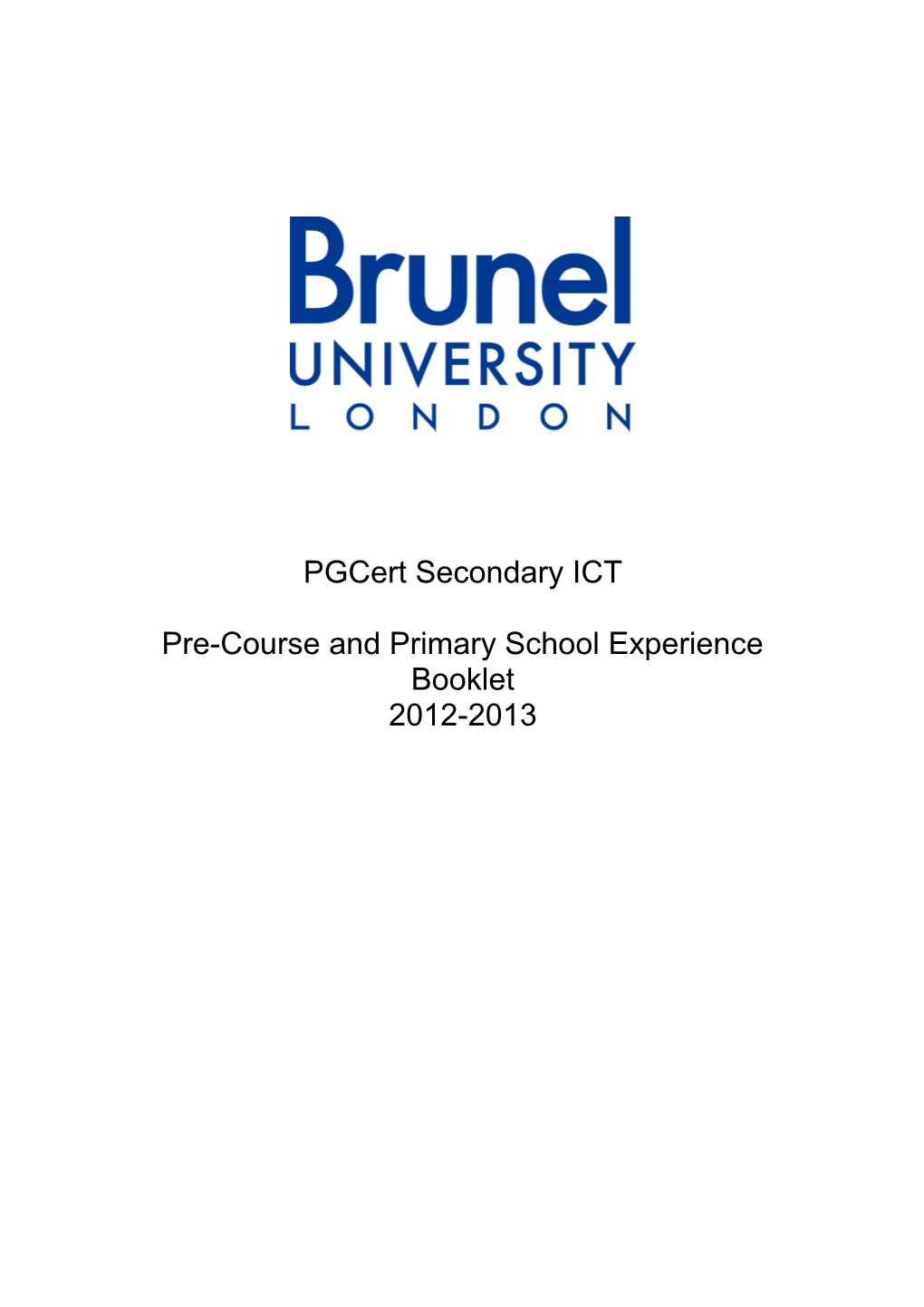 Pre-Course and Primary School Experience Booklet