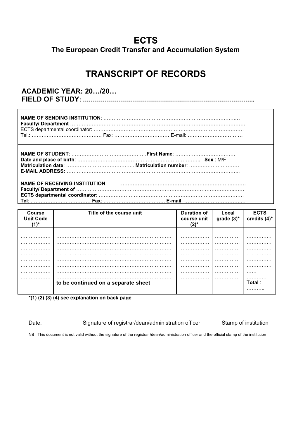 The European Credit Transfer and Accumulation System