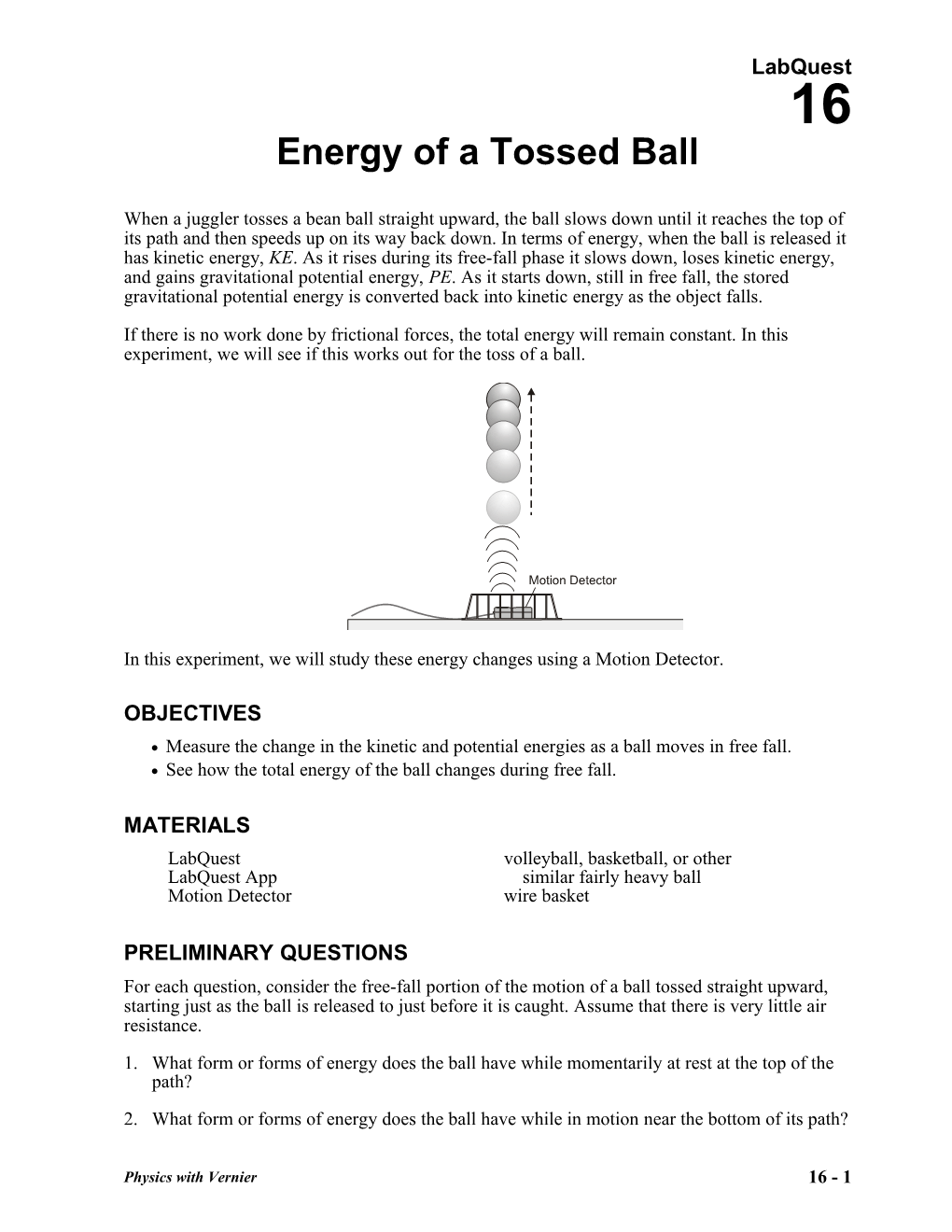 Energy of a Tossed Ball