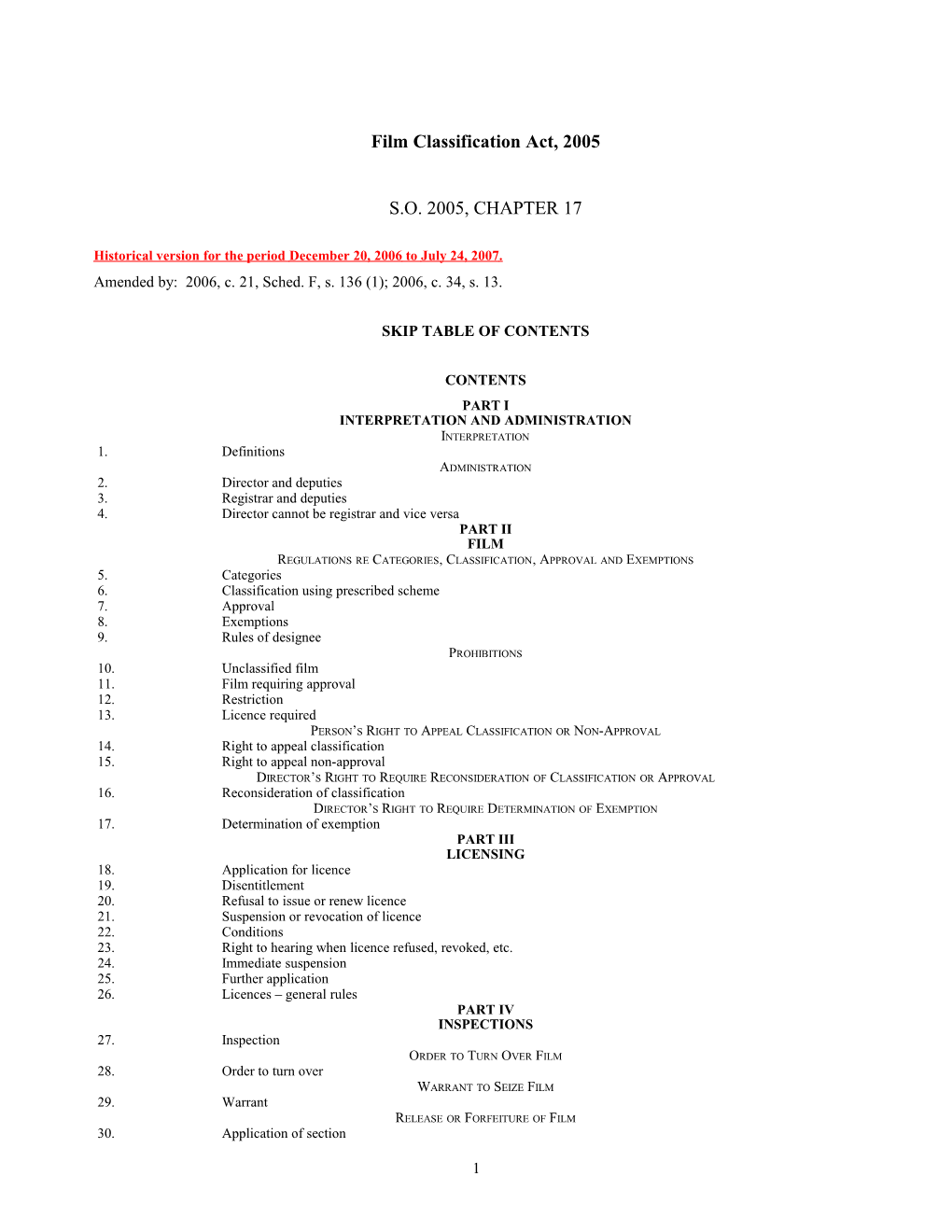 Film Classification Act, 2005, S.O. 2005, C. 17