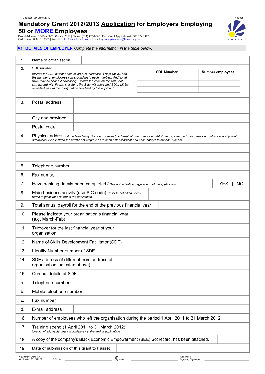 Workplace Skills Plan (WSP) Grant Application & Guidelines