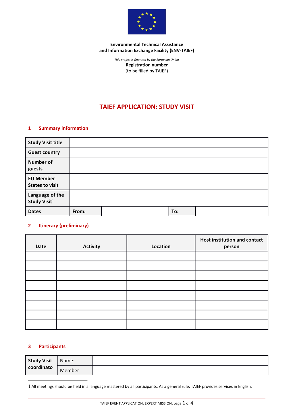 Taief Application:Study Visit