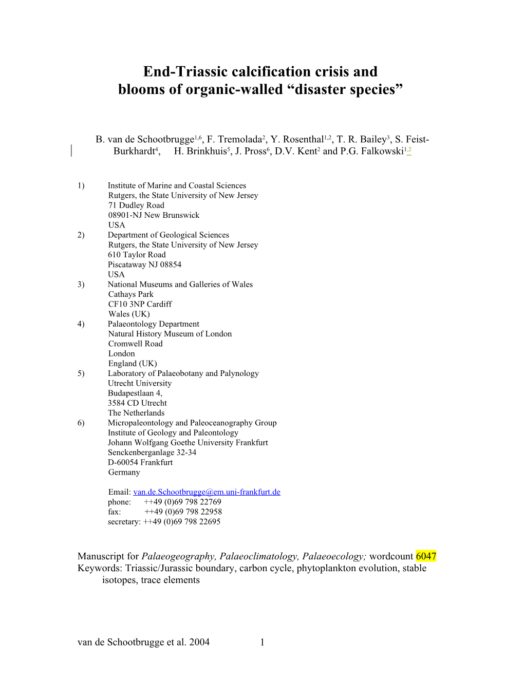 End-Triassic Calcification Crisis And