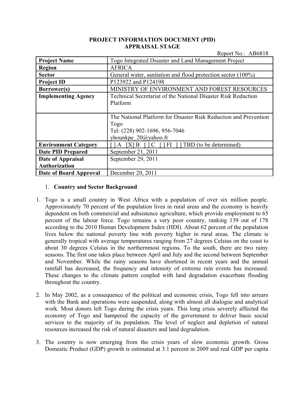 Project Information Document (Pid) s53