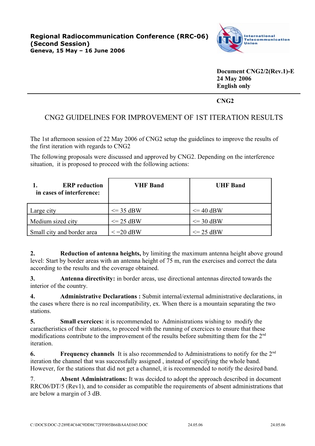 Cng2 Guidelines for Improvement of 1St Iteration Results