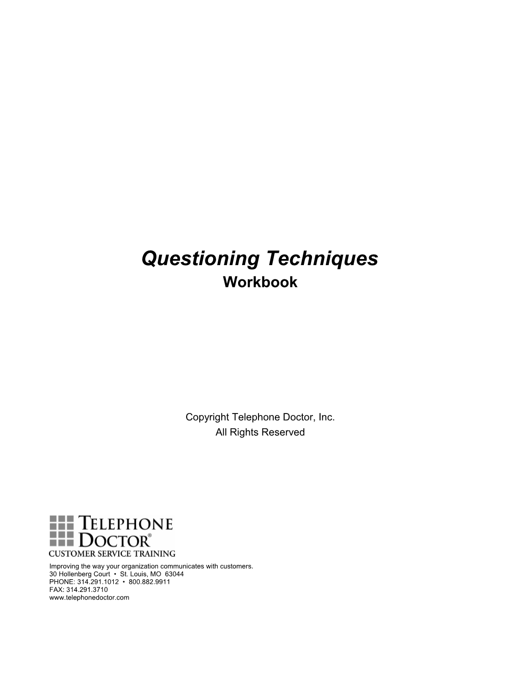 Questioning Techniques Workbook