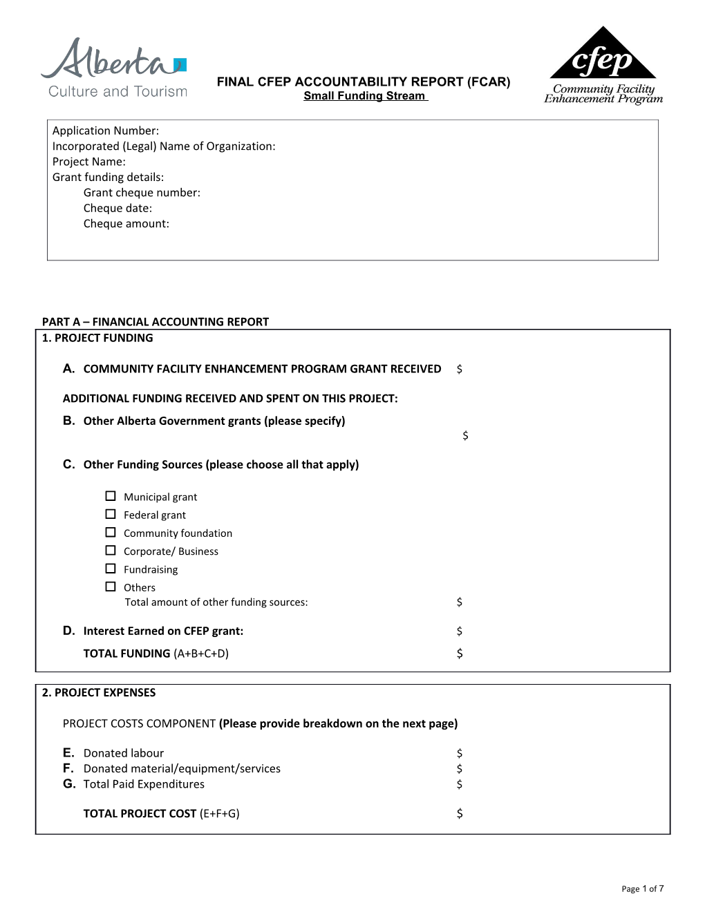 Final Cfep Accountability Report (Fcar)