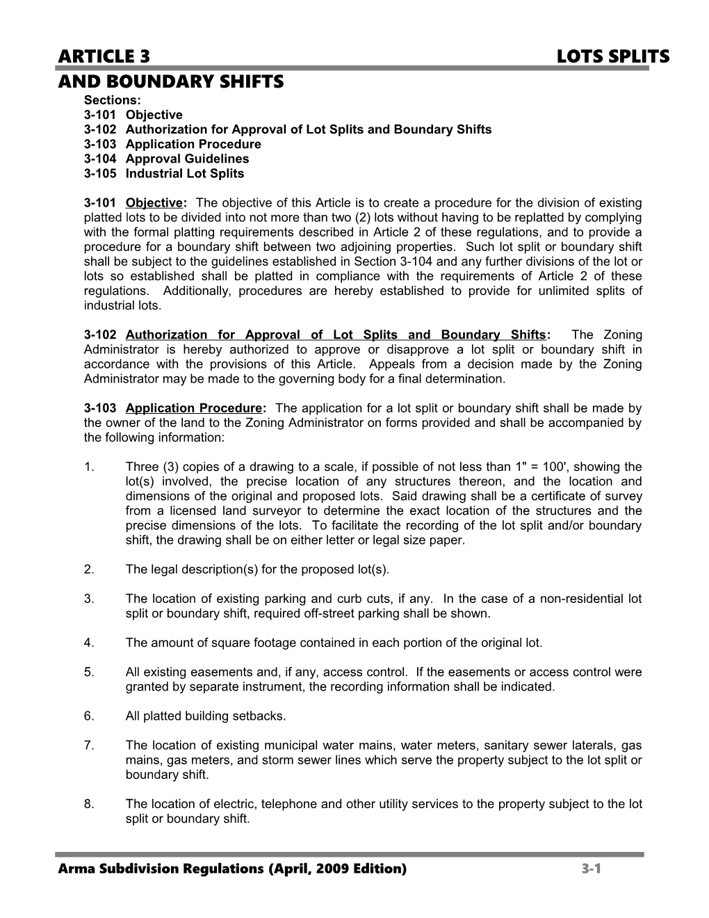 3-102 Authorization for Approval of Lot Splits and Boundary Shifts