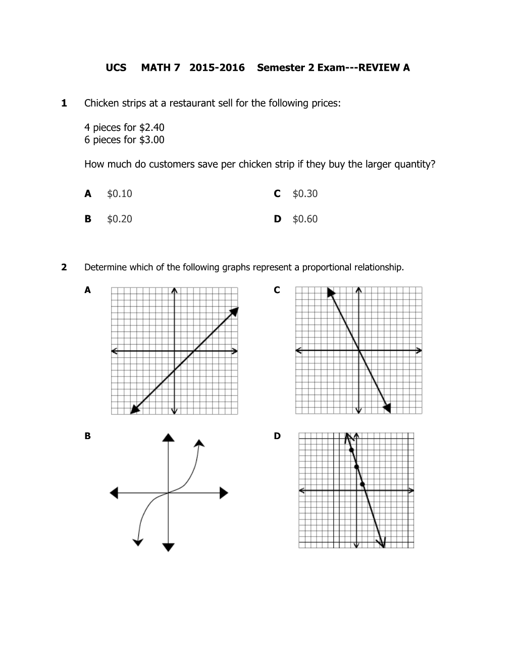 UCS MATH 7 2015-2016 Semester 2 Exam REVIEW A